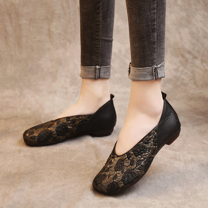 Handmade vintage flower single shoes