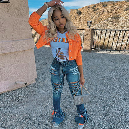 Jacket Women Streetwear Denim Jacket Women Outwear Bodycon Jeans