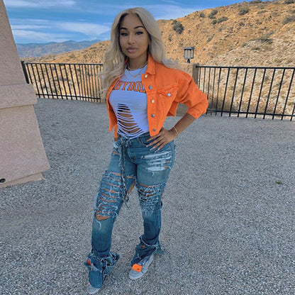 Jacket Women Streetwear Denim Jacket Women Outwear Bodycon Jeans