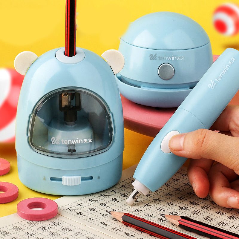 Electric Pencil Sharpener Eraser Table Vacuum Cleaner Students Stationery Office School Supplies