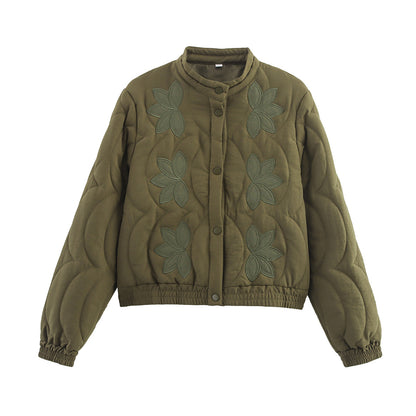 European And American Style French Embroidered Cotton-Padded Coat For Women