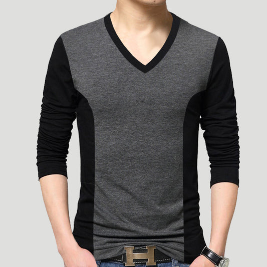 Men's Fashion Casual Collision Color Long-sleeved T-shirt