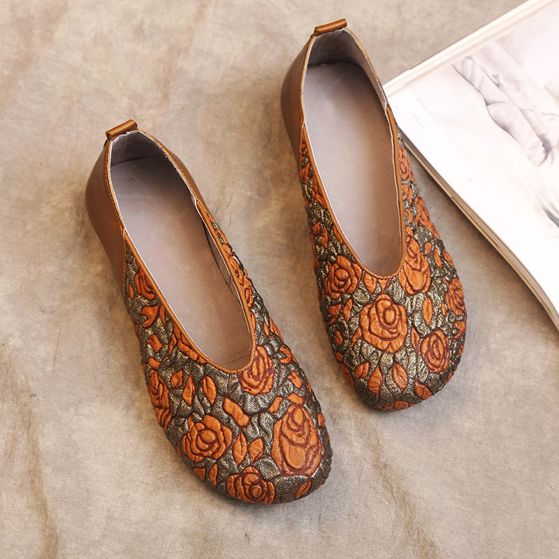 Handmade vintage flower single shoes