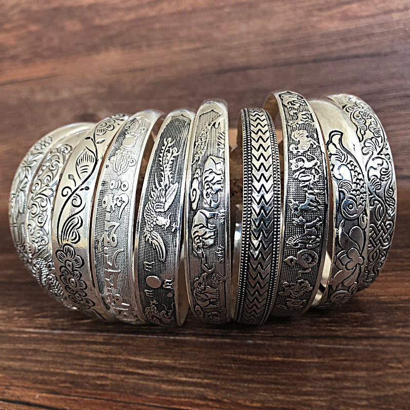 Ethnic Style Tibetan Miao Silver Bracelet - sumet.shop