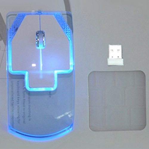 Creative Ultra-thin Transparent 2.4GHz Wireless Optical Luminous Mouse for PC Laptop - sumet.shop