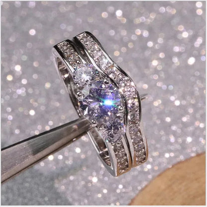 marriage proposal couple ring White copper plated white gold men and women models micro-inlaid simulation diamond ring lily life love marriage proposal couple ring