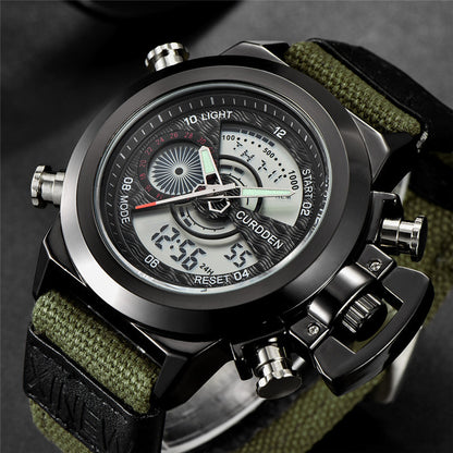 Nylon belt dual display electronic watch