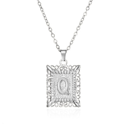 Stainless Steel 26 Letters Titanium Steel Square Pendant - sumet.shop