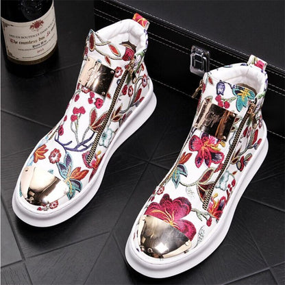 high top shoes with thick Printed high top shoes with thick soles and high rise Martin boots