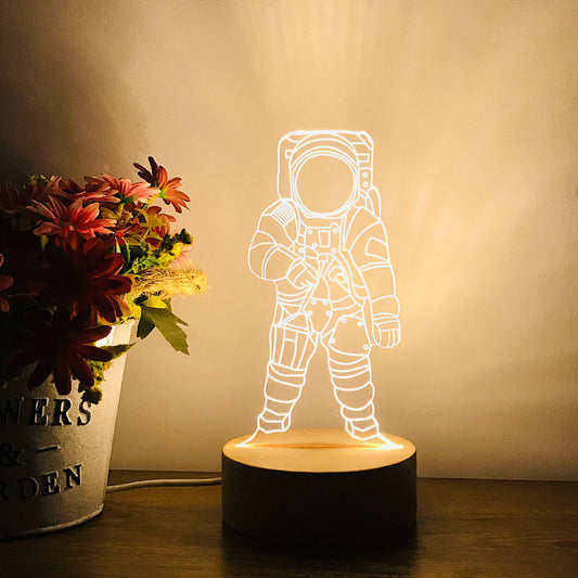 Spaceman Astronaut Small Night Lamp Children's Room Bedroom Bedside Lamp LED Charging Dimming Birthday Gift For Boy - sumet.shop