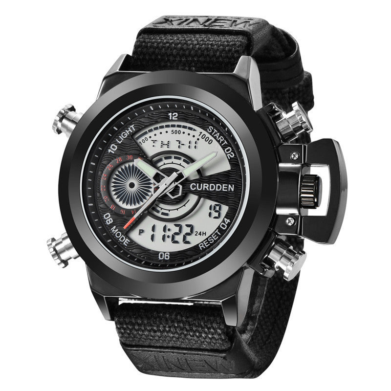 Nylon belt dual display electronic watch