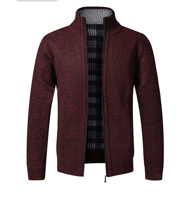 Men's Knitted Coat Cardigan With Plush Coat, Loose And Fat, Large