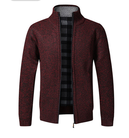 Men's Knitted Coat Cardigan With Plush Coat, Loose And Fat, Large