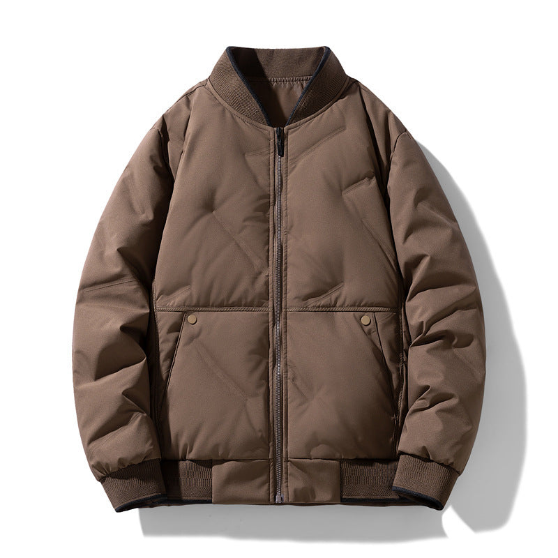 Fashion Down Jacket Winter Warm For Men Casual Solid Color Coat