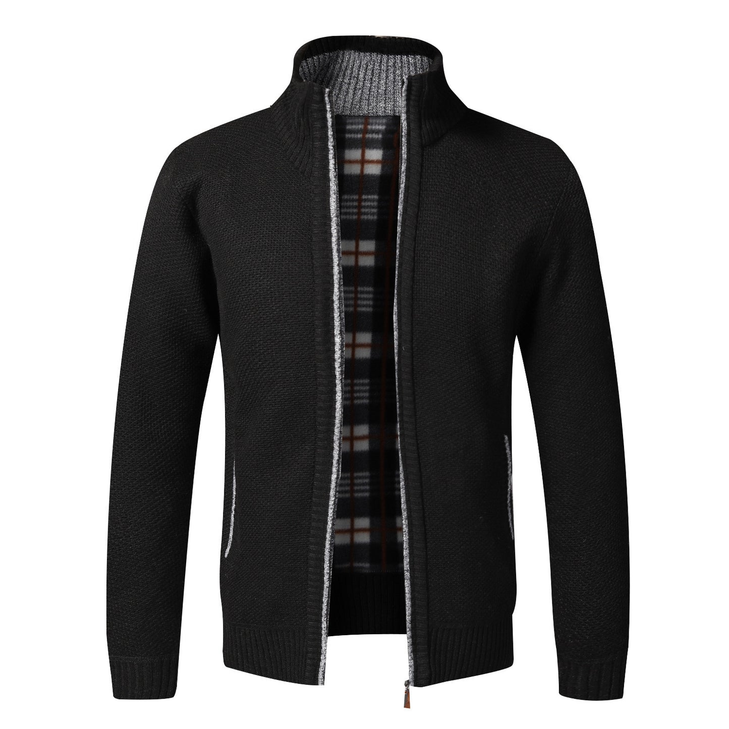 Men's Knitted Coat Cardigan With Plush Coat, Loose And Fat, Large