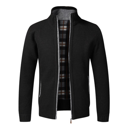 Men's Knitted Coat Cardigan With Plush Coat, Loose And Fat, Large