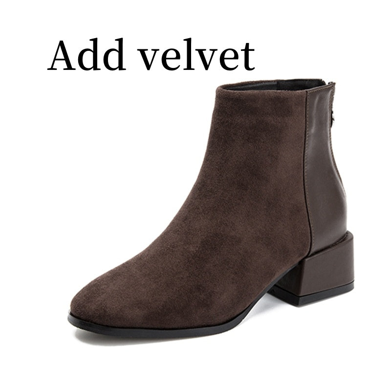 Chelsea Boot Women's Shoes Retro Square Heel Pointed Toe Ankle Boots Fashion Versatile Chelsea Boot Women's Shoes