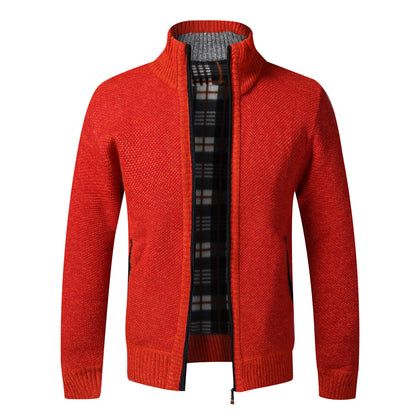 Men's Knitted Coat Cardigan With Plush Coat, Loose And Fat, Large