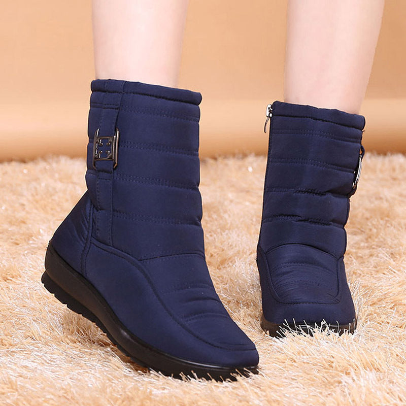 New waterproof flat boots plus size warm snow boots