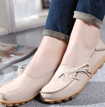 Leather mother shoes low to help flat lazy shoes peas casual women's single shoes nurse 44 yards