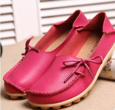 Leather mother shoes low to help flat lazy shoes peas casual women's single shoes nurse 44 yards