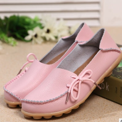 Leather mother shoes low to help flat lazy shoes peas casual women's single shoes nurse 44 yards