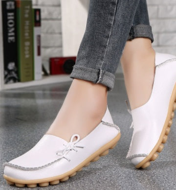 Leather mother shoes low to help flat lazy shoes peas casual women's single shoes nurse 44 yards