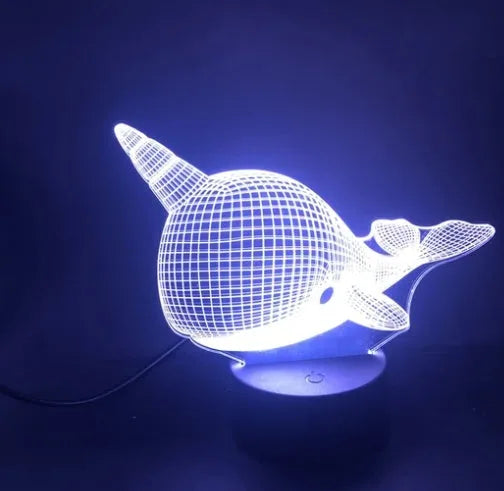 Creative alarm clock base 3D night light cute whale table lamp, Night light lamp, sumet.shop