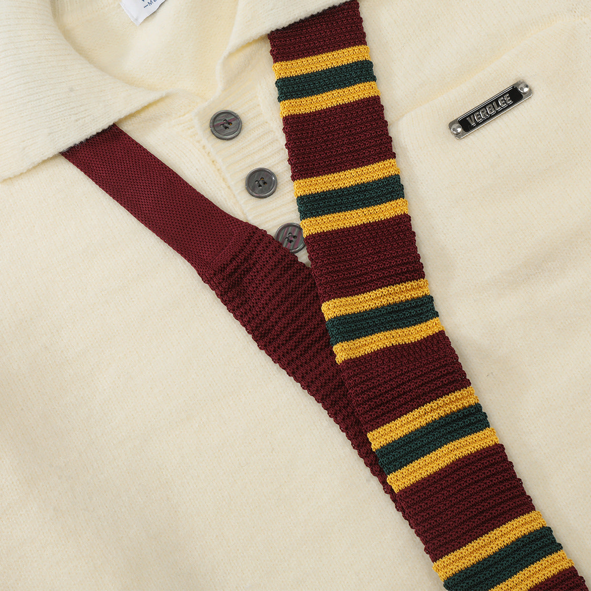 American Preppy-Style Color-Block Striped Knit Sweater