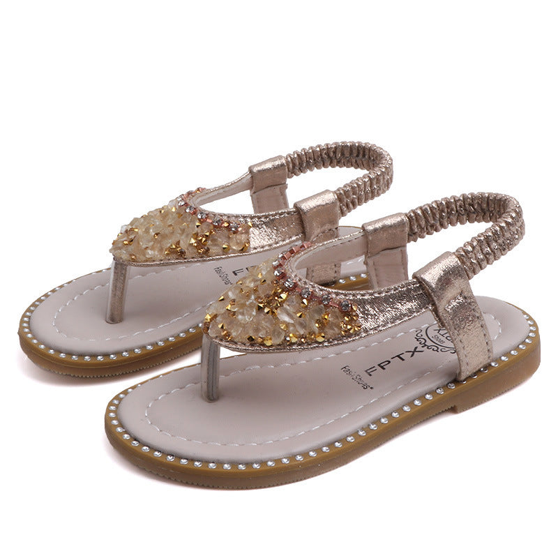 Sandals And Slippers New Girls' Flip Flops With Rhinestone Sandals Women's Sandals And Slippers