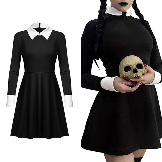 Halloween custom Wednesday Black Dress Cosplay