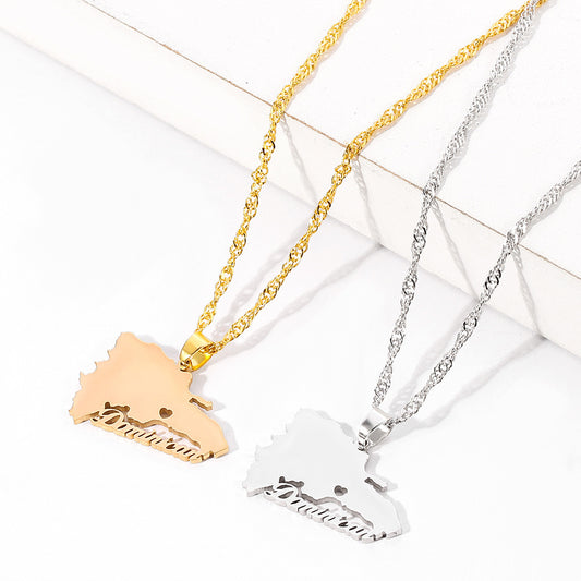 Stainless Steel World Multi-country Map Necklace