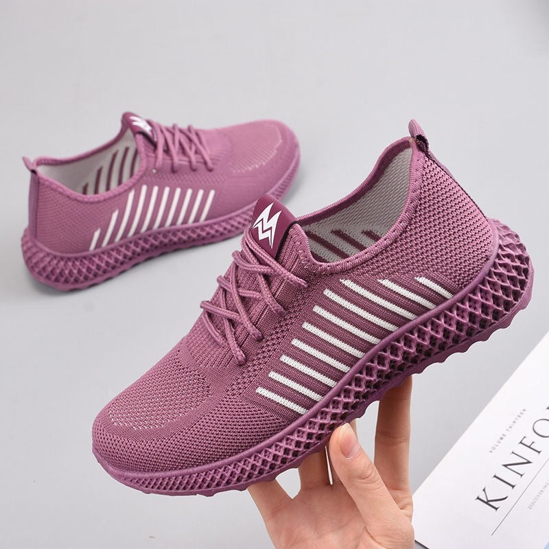 Ladies Casual Shoes  Flying Woven Casual Shoes Single Shoes Soft Sole Wear-Resistant