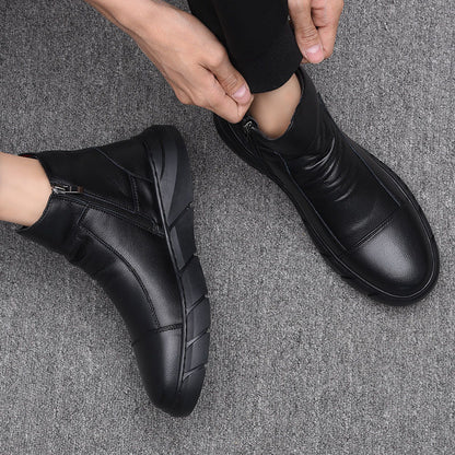 Martin Boots Men's  Men's Shoes Martin Boots Men's High Top Leather Shoes Casual Leather Boots