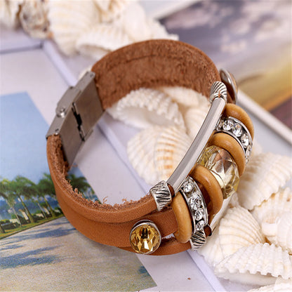 New Bracelet Beaded Leather Bracelet