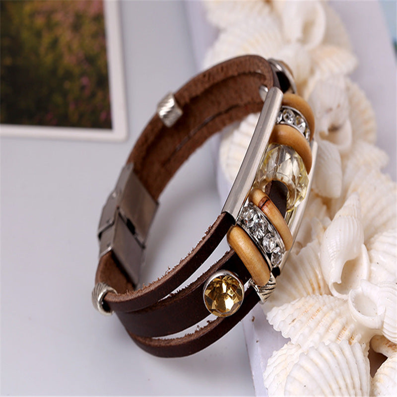 New Bracelet Beaded Leather Bracelet