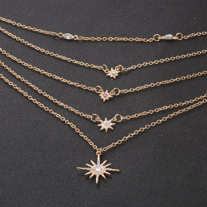 Multi Layer Necklace with Diamond and Sapphire