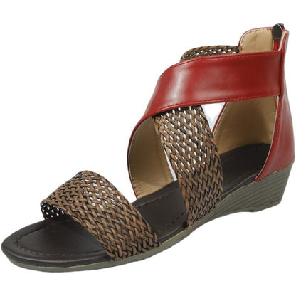 Toe Wedge Sandals Hollow Braided Strap Ladies Sandals Open Toe Wedge Sandals