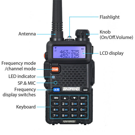 Walkie Talkie Baofeng Uv-5R Three Segment Walkie Talkie Vhf 220-226Mhz Uhf Frequency Dual Antenna Walkie Talkie Civil Handpiece