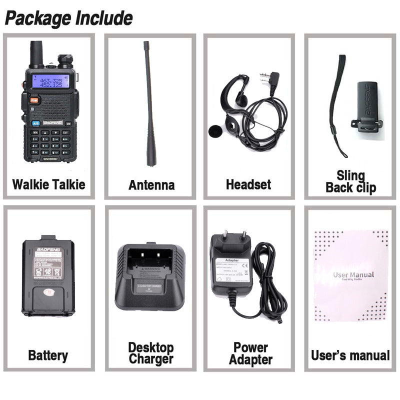 Walkie Talkie Baofeng Uv-5R Three Segment Walkie Talkie Vhf 220-226Mhz Uhf Frequency Dual Antenna Walkie Talkie Civil Handpiece
