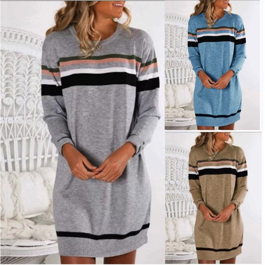 Loose Bottoming T Shirt Ladies Round Neck Long Sleeve Mid Length Loose Bottoming T Shirt