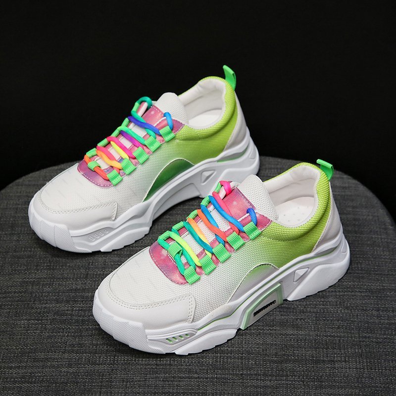 Rainbow Shoes All-match Color-blocking Sponge Cake Thick-soled Increased Sports And Leisure Rainbow Shoes
