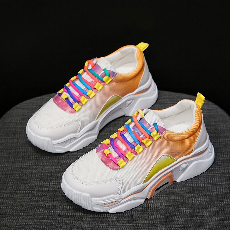 Rainbow Shoes All-match Color-blocking Sponge Cake Thick-soled Increased Sports And Leisure Rainbow Shoes