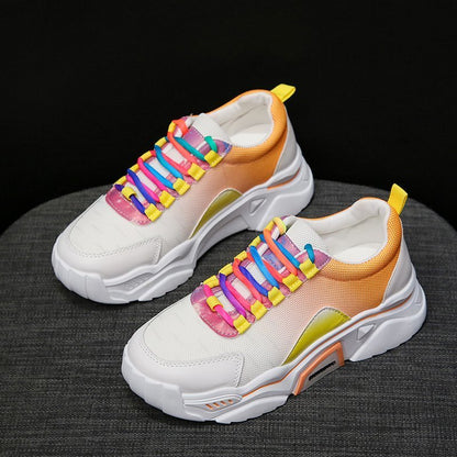 Rainbow Shoes All-match Color-blocking Sponge Cake Thick-soled Increased Sports And Leisure Rainbow Shoes