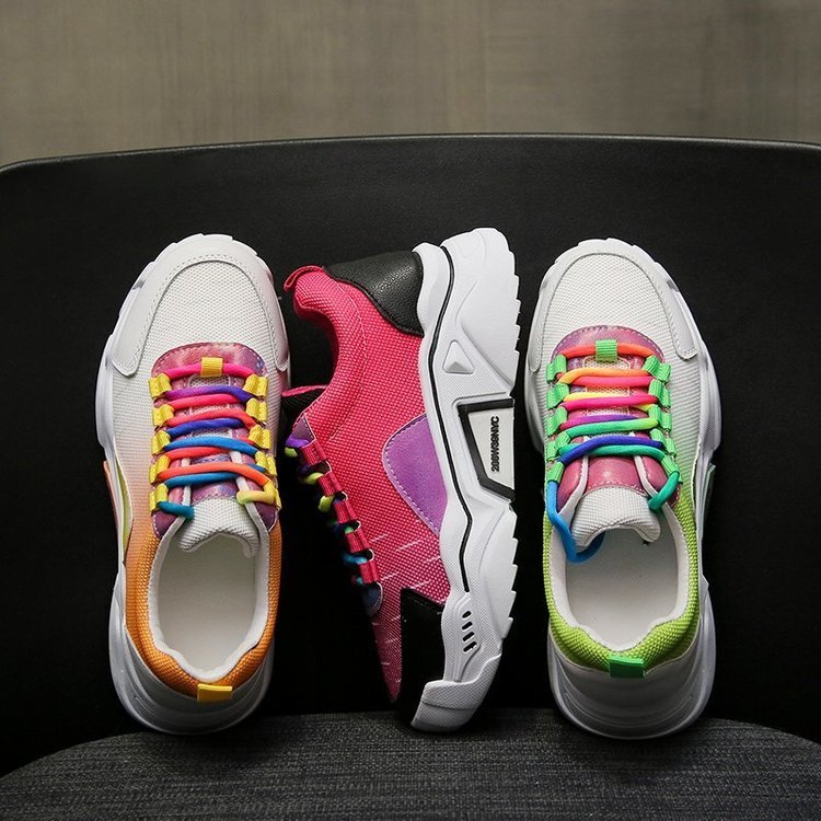 Rainbow Shoes All-match Color-blocking Sponge Cake Thick-soled Increased Sports And Leisure Rainbow Shoes