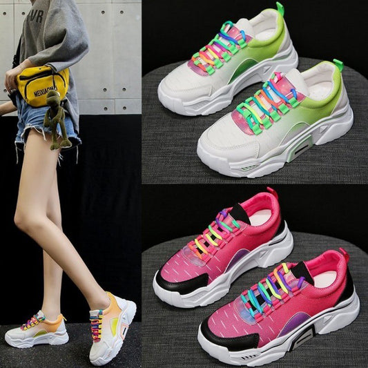 Rainbow Shoes All-match Color-blocking Sponge Cake Thick-soled Increased Sports And Leisure Rainbow Shoes