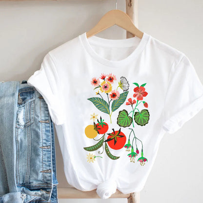 Cactus Cartoon Sweet Lady Street Fashion Clothing Printed Tee T-Shirt