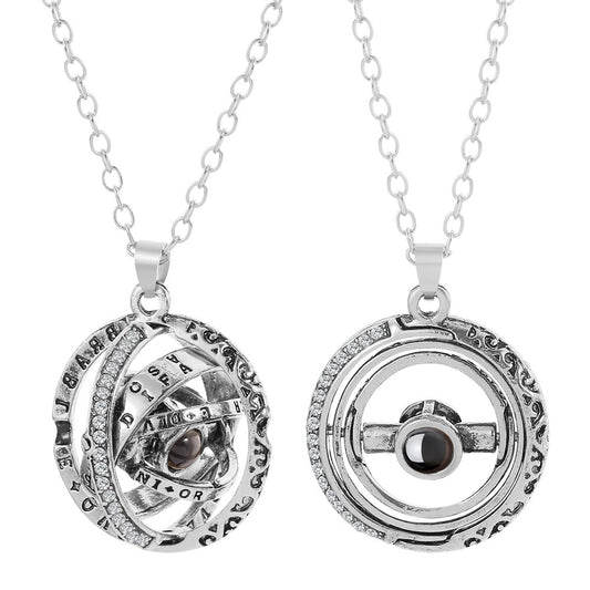 Rotating Astronomical Ball Projection 100 Languages I Love You Necklace