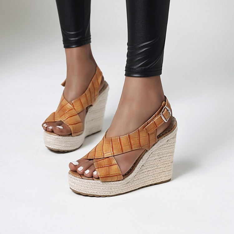 Buckle Sandals Simple Wedge Belt Buckle Sandals