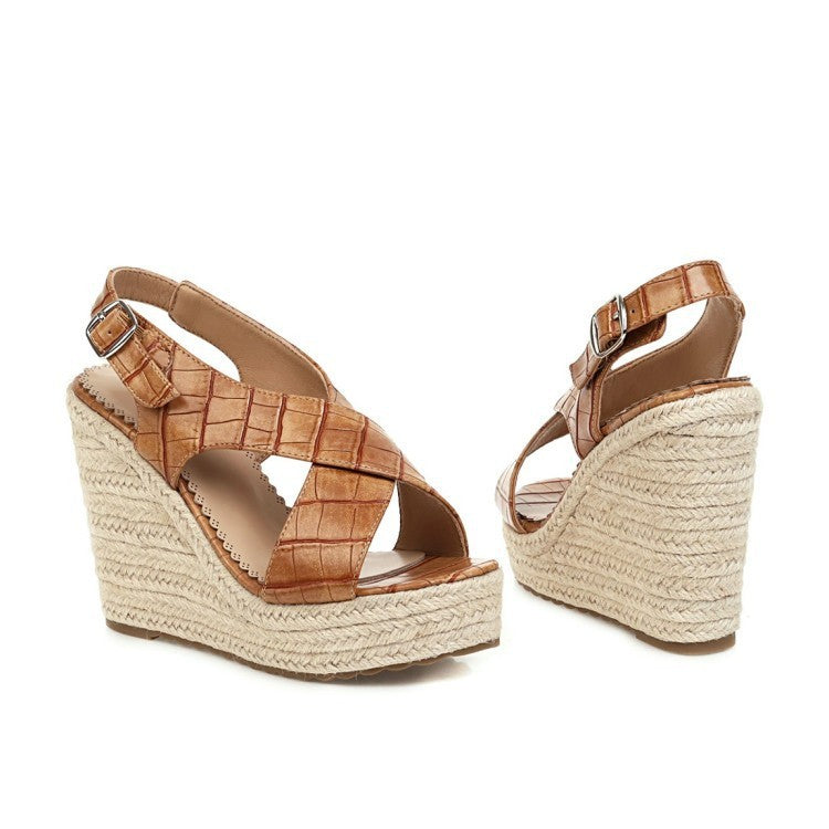 Buckle Sandals Simple Wedge Belt Buckle Sandals